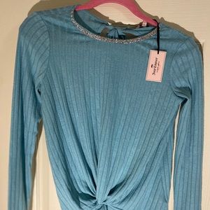 JUICY COUTURE SPARKLY COLLARED BLUE SWEATER